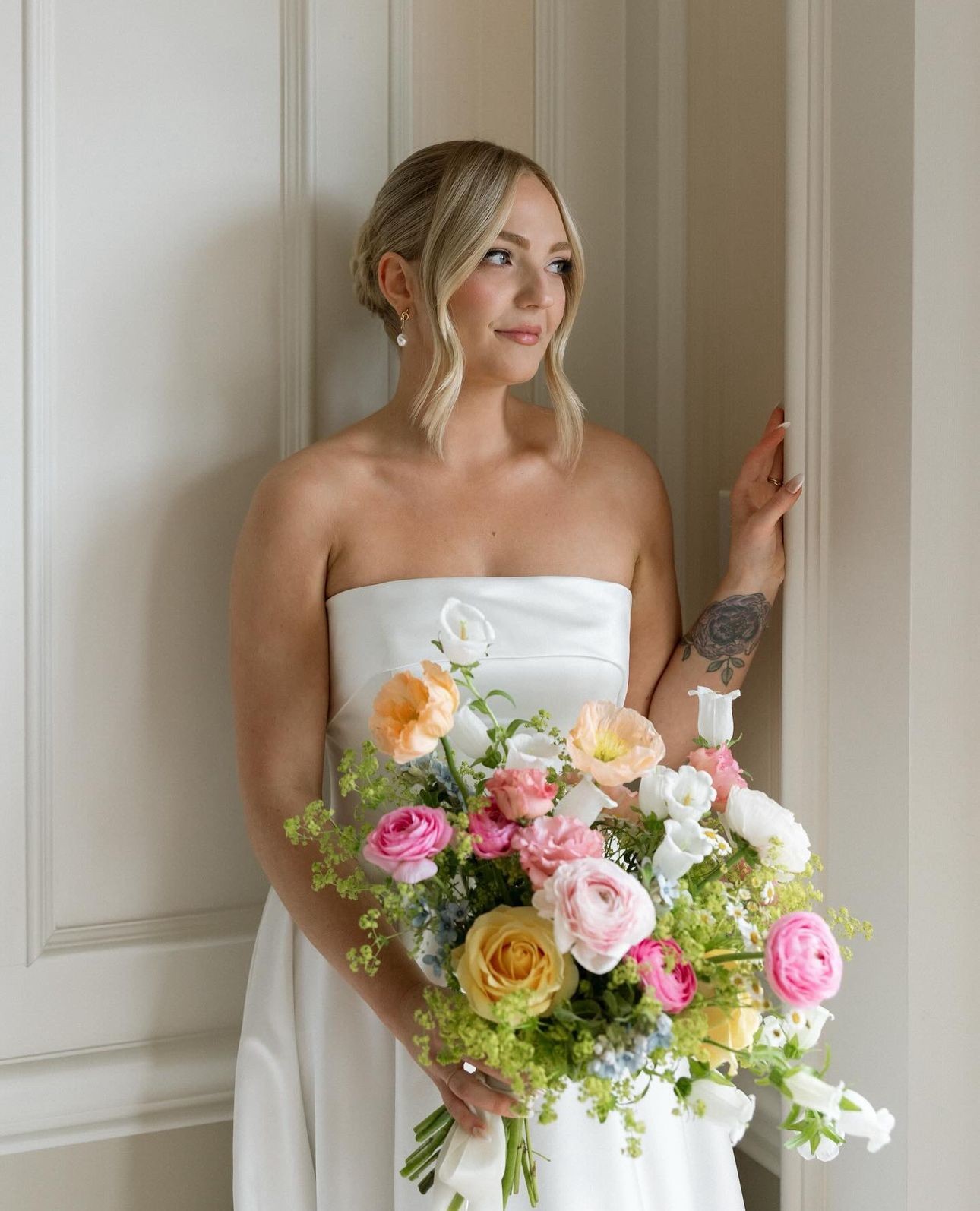 Soft glam bridal makeup look created by a local bridal makeup artist.